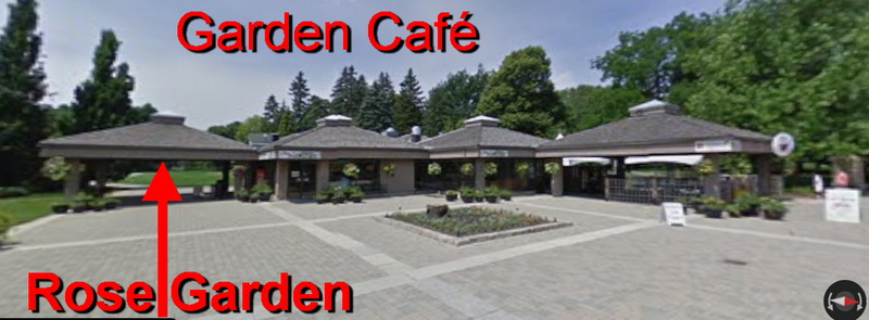 Garden Caf� with Arrow Pointing to Rose Garden