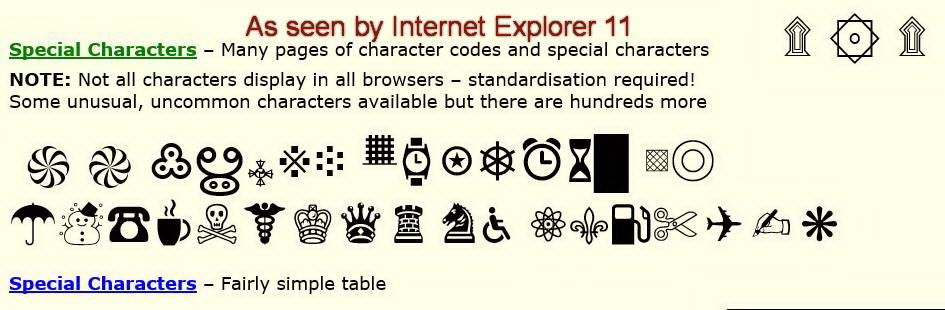 special characters IE11 special characters IE11