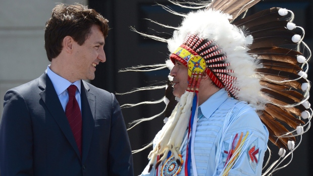Prime Minister Justin Trudeau, left, and Perry Bellegarde